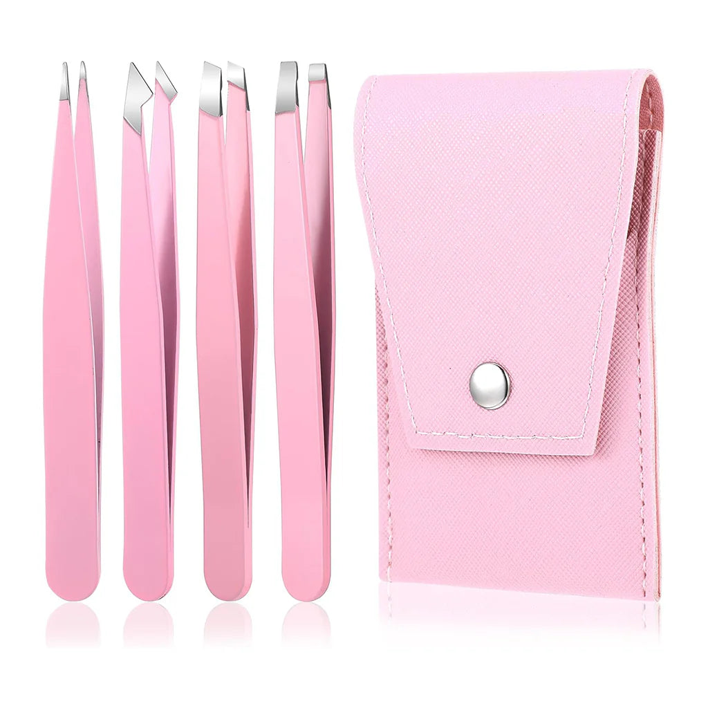 Royal Rushe Precision Pink Tweezers Set (4-Piece)