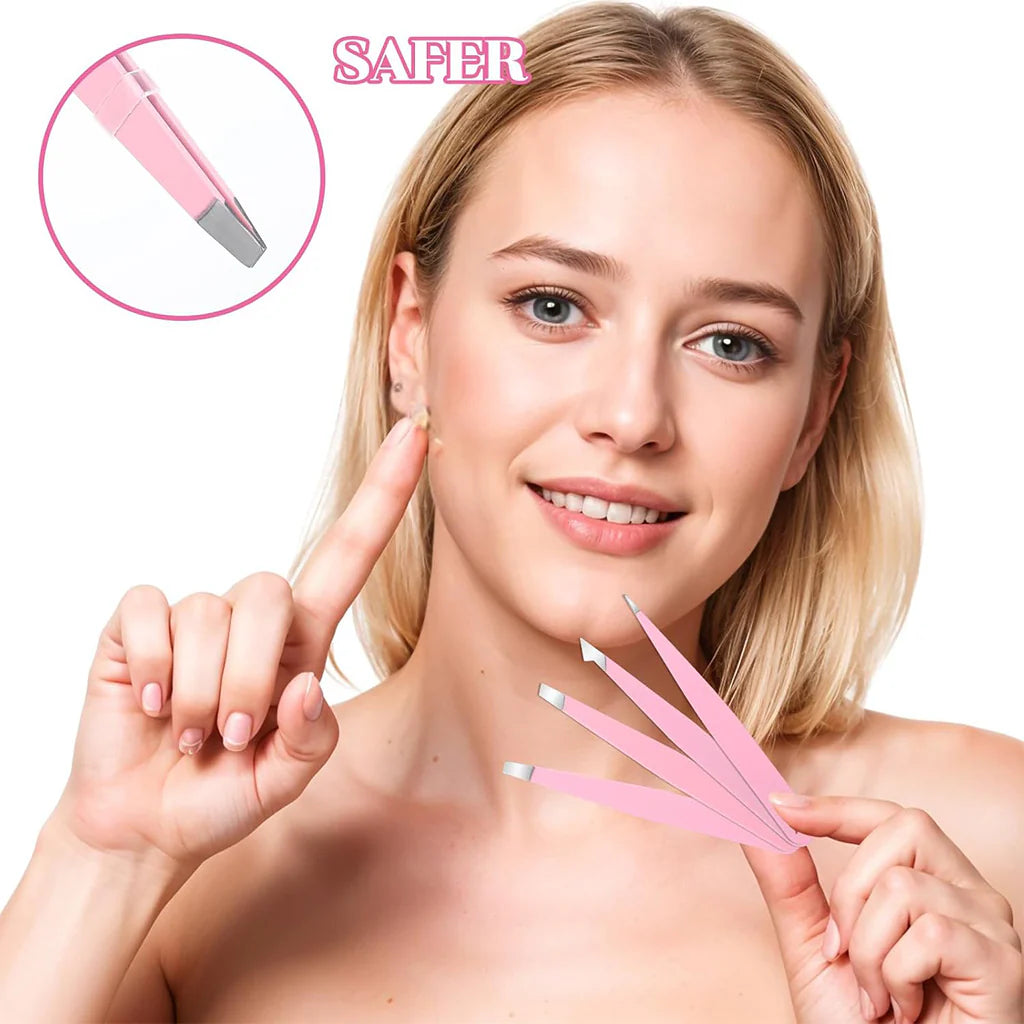 Royal Rushe Precision Pink Tweezers Set (4-Piece)